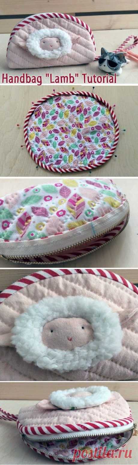 Handbag fabric with a zipper, &quot;lamb&quot; ~ https://www.handmadiya.com/2015/08/handbag-fabric-with-zipper-lamb.html