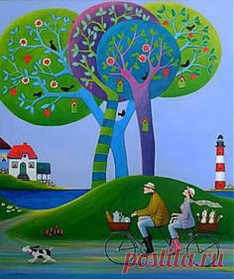 Saatchi Online Artist: Iwona Lifsches; Acrylic 2013 Painting "Let Us Go For Fishing!"