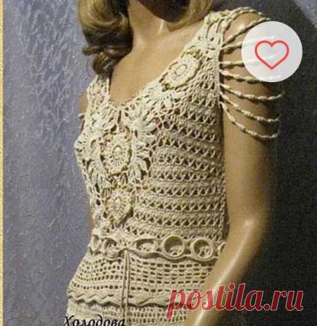Красивая кофта без рукавов связанная крючком