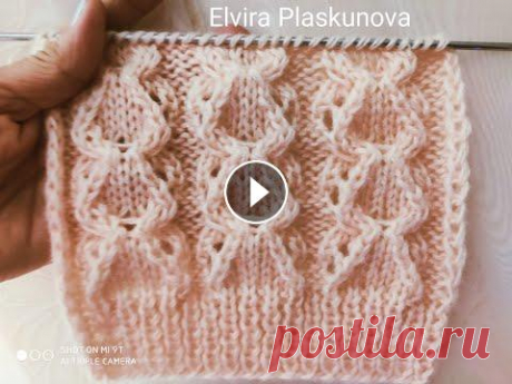 Ажурный узор для свитера, кофты и шапки. Вязание спицами. Не сложный, но очень красивый узор спицами. Подойдет как для весенней шапки, так и для свитера, кофты и детских изделий. Подробный мастер класс для на...