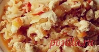 Тушёная капуста с курицей Автор рецепта Надежда Секамова Тушёная капуста с курицей - пошаговый рецепт с фото.
