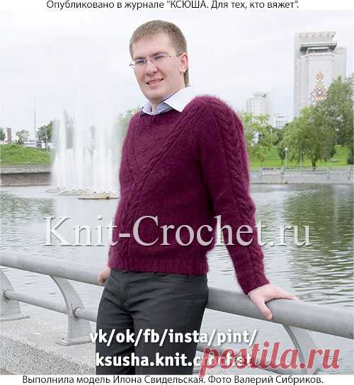 Мужской пуловер спицами с рукавом-погоном. Размер 46-48.
Потребуется: 400 г пряжи Alpina AGATA (70% ангора, 10% шерсть, 20% нейлон; 140 м/50 г); спицы №3,5; круговые спицы №3,5

Мужчинам спицами https://knit-crochet.ru/publ/vjazanie_spicami/muzhchinam_spicami/13