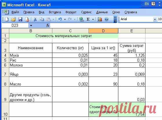 Тема урока: MS Excel. Практическая работа "Расчет себестоимости товара"