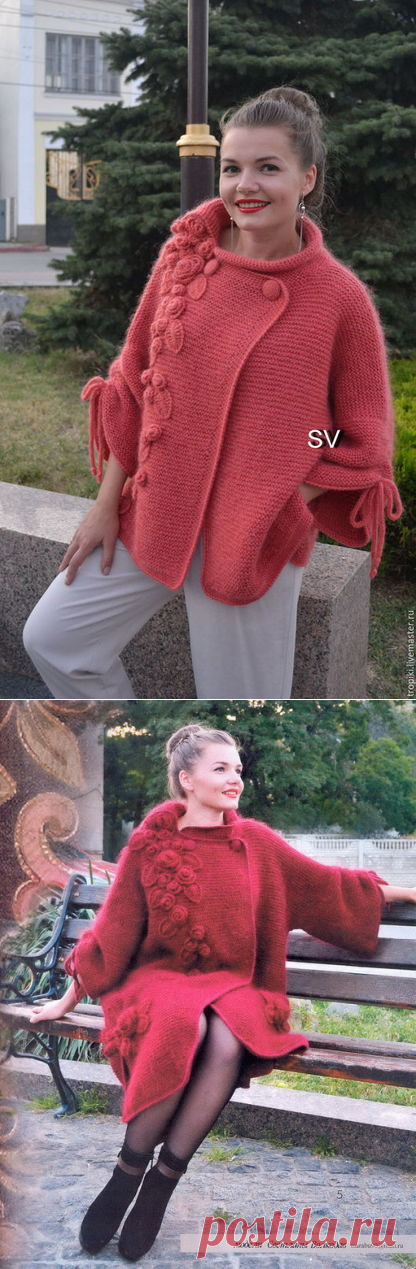 Жакет и пальто с аппликацией «Розы».