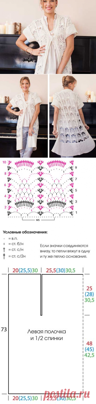 Накидка с узором «ананасы» - схема вязания крючком. Вяжем Накидки на Verena.ru