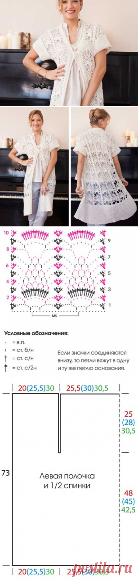Накидка с узором «ананасы» - схема вязания крючком. Вяжем Накидки на Verena.ru