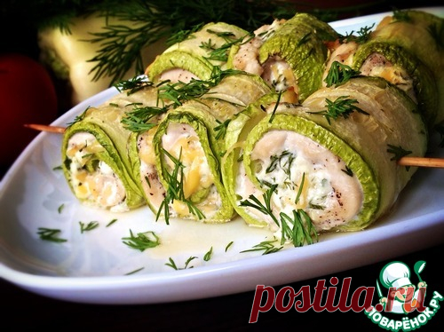 Кабачковые рулеты с курицей и сыром – кулинарный рецепт