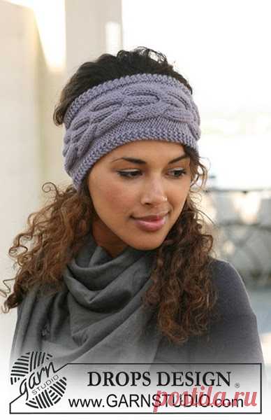 Спицами. Повязка на голову с озором КОСА. Схема и описание