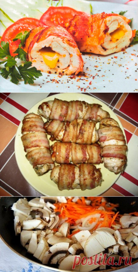 Куриные рулетики в беконе в духовке: рецепты с фото пошагово