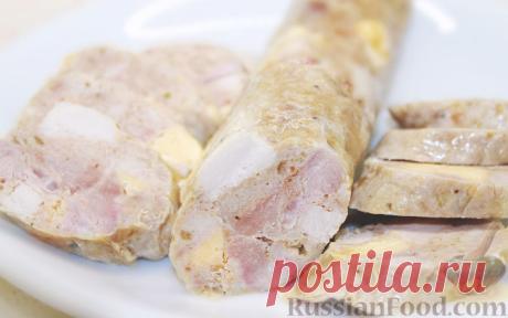 Рецепт: Домашняя куриная колбаса со свининой и сыром на RussianFood.com