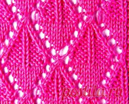 Узор ромбы спицами | Ажурные Узоры