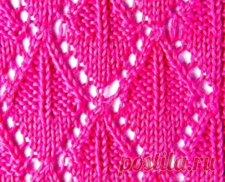 Узор ромбы спицами | Ажурные Узоры