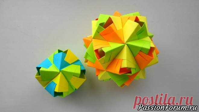 Октаэдр Многогранник из бумаги Kusudama by Mitsunobu Sonobe - запись пользователя Getera (Александра Смирнова) в сообществе Работа с бумагой в категории Оригами Многогранник Октаэдр - очень яркая и интересная поделка из бумаги. Такие шарообразные фигуры еще называют - Кусудама, которая собирается в технике оригами.
