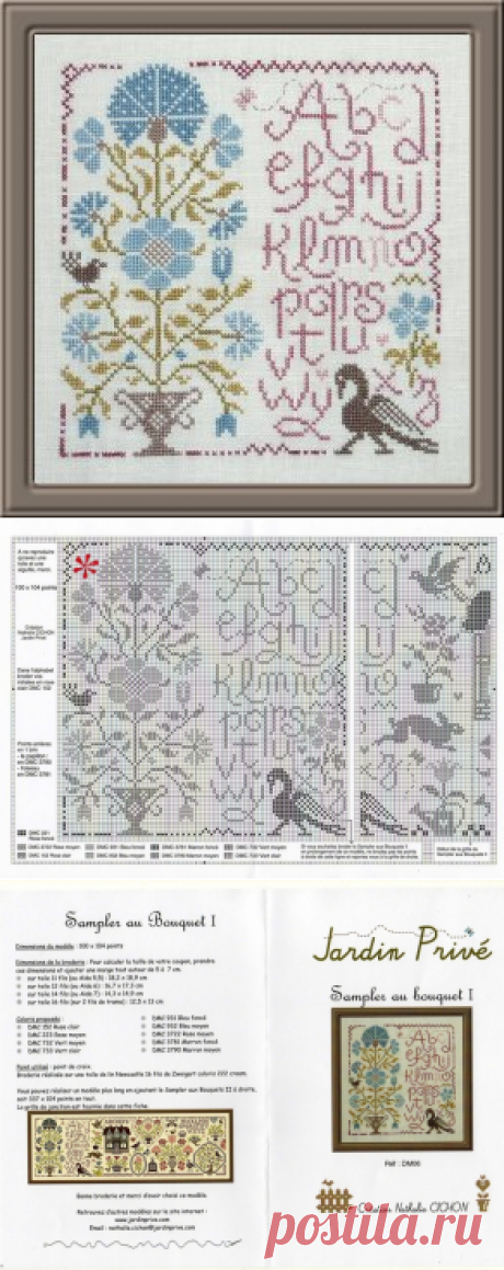Вышивка крестом: Сэмплер Sampler au bouquet от Jardin Prive