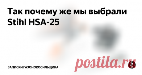 Так почему же мы выбрали Stihl HSA-25 Раньше я написал о принципах подбора инструмента для работы в саду - не обязательно с газонами. Теперь я хочу рассказать, как мы сами руководствовались этими принципами. В первую очередь на примере выбора небольшого универсального  кустореза-траворезки.
Необходимость в траворезке возникла не вчера и не в этот год. Для эджинга мы, в общем-то обходились боковыми ножницами - у нас старенькие, но рабо