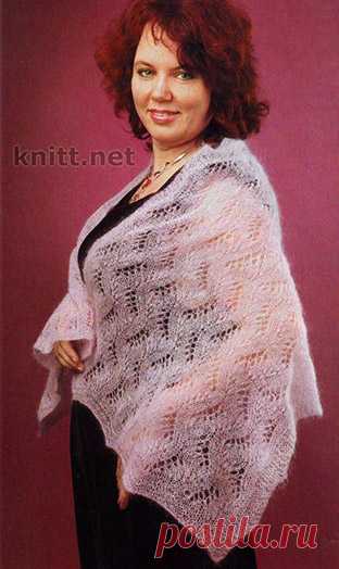 Вязание спицами для женщин Ажурный палантин