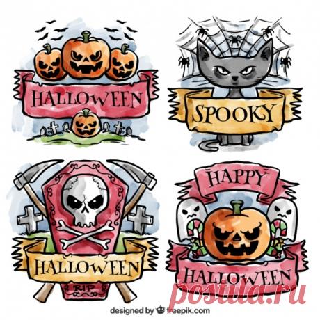 Spooky значки Хэллоуин окрашены с акварелью Более миллиона свободных векторов, PSD, фотографии и бесплатные иконки. Эксклюзивные халявы и все графические ресурсы, которые необходимые для ваших проектов