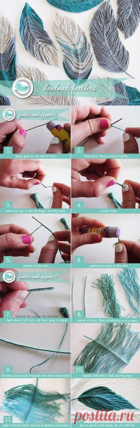 Paso a paso para hacer Plumas con Hilos