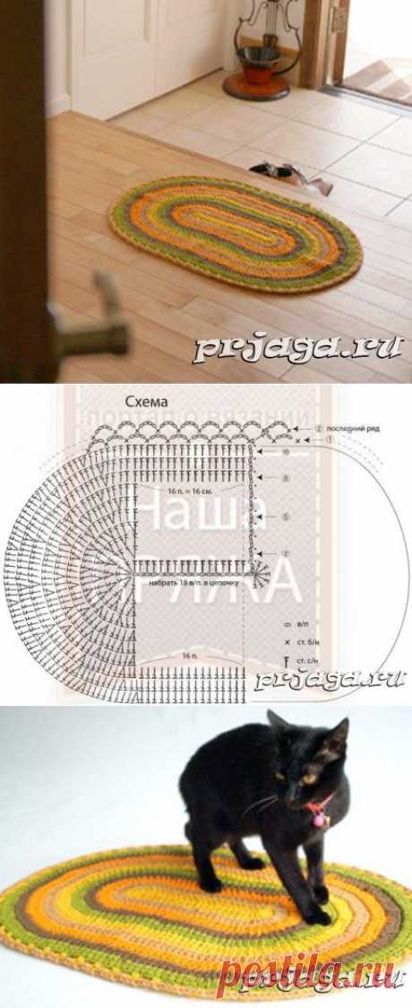 Овальный коврик крючком