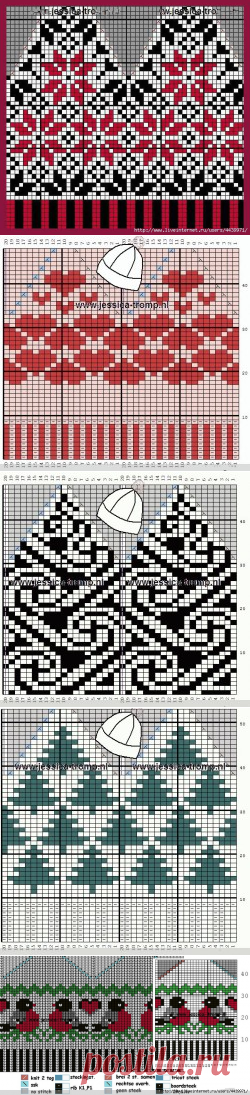 Схемы для вязания шапок с орнаментом. Вязание спицами.