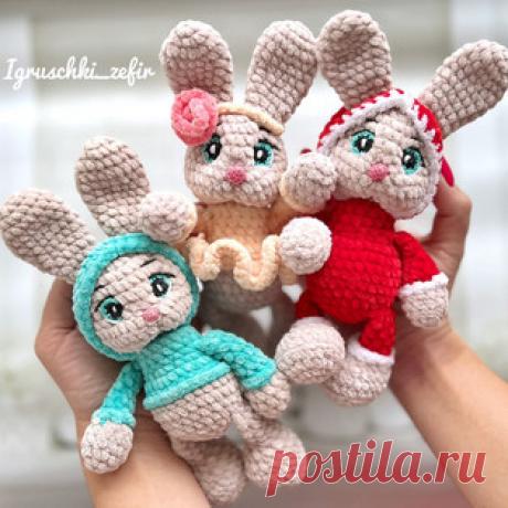 Зайки малыши амигуруми. Схемы и описания для вязания игрушек крючком! Бесплатный мастер-класс от Анастасии Коноваловой по вязанию плюшевых заек малышей крючком. Размер вязаной игрушки примерно 18 см с учётом ушек. Для из…