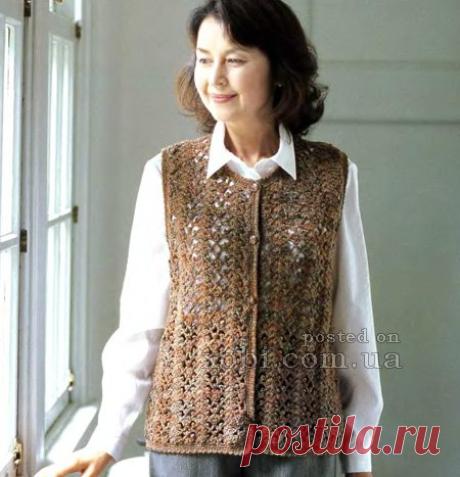 Женские жилеты и безрукавки вязаные крючком и спицами, 150+ моделей » Страница 6