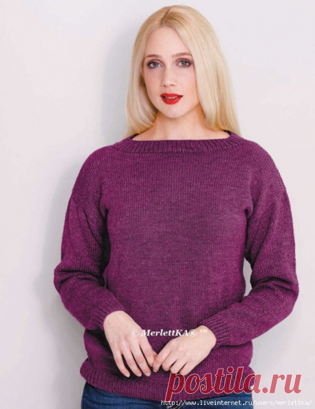 Вязание спицами - БАЗОВЫЙ ПУЛОВЕР - ПРЯМОЙ СИЛУЭТ С УДЛИНЕННОЙ ЛИНИЕЙ ПЛЕЧА