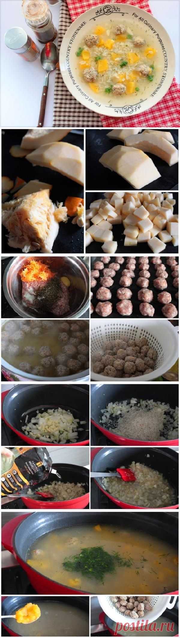 Лёгкий сезонный рецепт: тыквенный супчик с мясными шариками — Вкусные рецепты