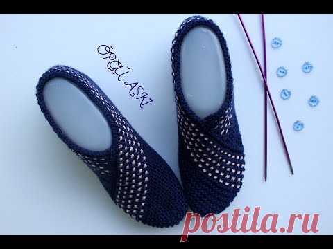 Объяснение Открытые вязаные очень легкие пинетки(русские субтитры)