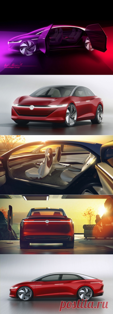 Футуристичный салон и новые возможности управления Volkswagen I.D. VIZZION