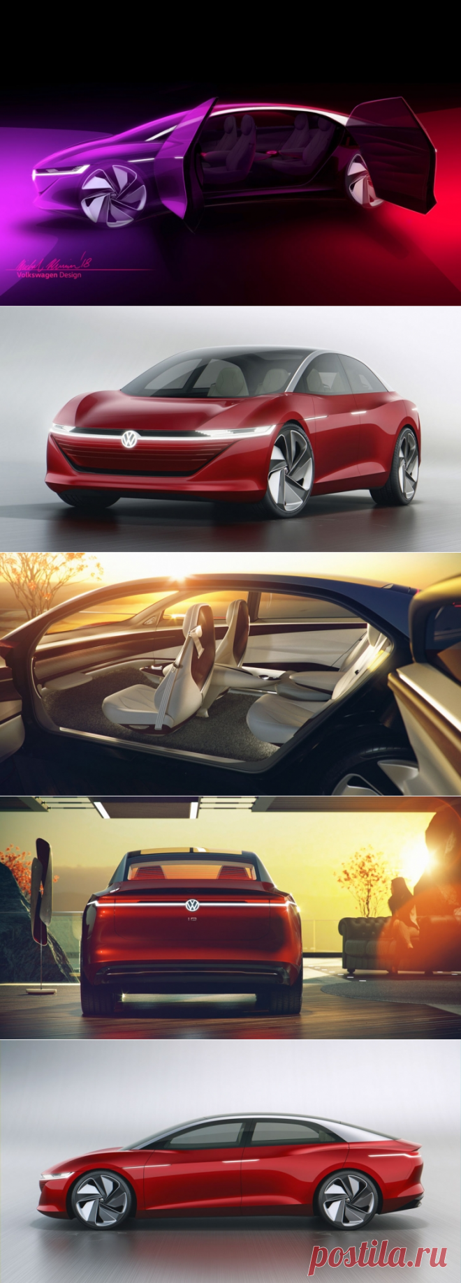 Футуристичный салон и новые возможности управления Volkswagen I.D. VIZZION