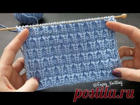 КРАСИВЫЙ Объёмный узор спицами для шапки  | Hat Stitch Knitting pattern Tutorial