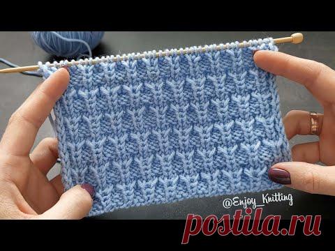 КРАСИВЫЙ Объёмный узор спицами для шапки  | Hat Stitch Knitting pattern Tutorial