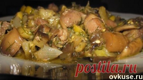 Куринные сердечки с грибами и баклажанами - Простые рецепты Овкусе.ру