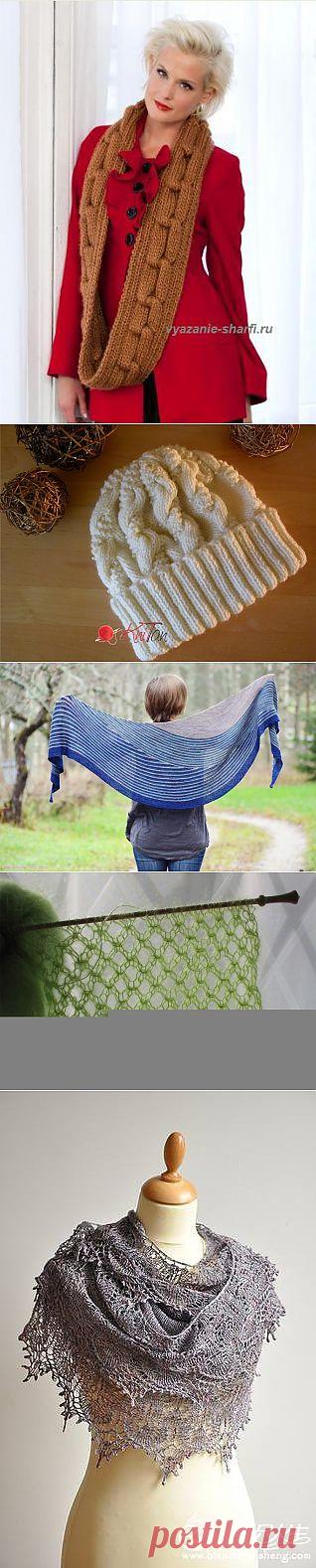 Шали, шарфы, шапочки спицами. Подборка 28.