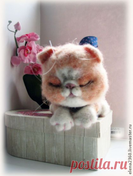 Не будите Васю... - рыжий,кот,котики,валяная игрушка,валяние из шерсти,подарок.