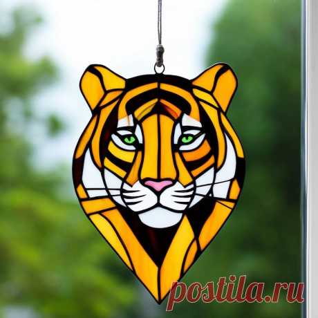 Tiger HEAD Vidrieras zoológico Ventana colgante selva Suncatcher Imagen estilo safari africano animal salvaje gran gato puma amante de la naturaleza regalo - Etsy Chile