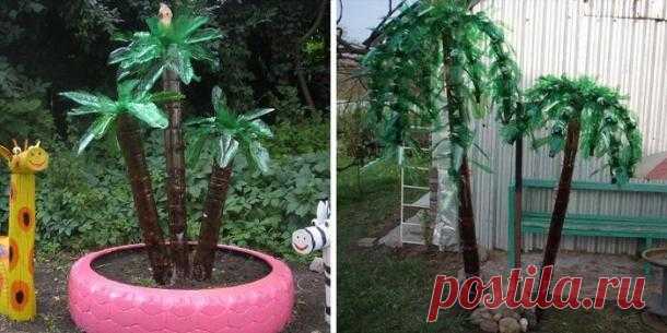 Пальма из пластиковых бутылок