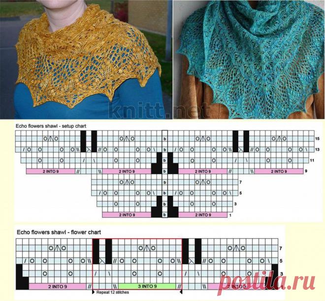 Шаль Цветочное Эхо (Echo FIower Shawl) | knitt.net | Все о вязании
