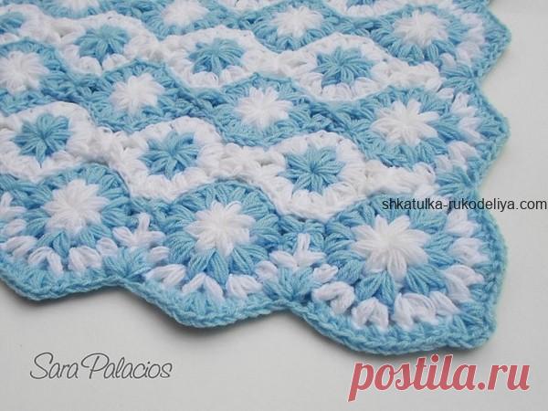 Красивые детские пледы из мотивов пышными столбиками, Детский плед для новорожденных крючком | Шкатулка рукоделия. Сайт для рукодельниц.