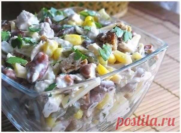 Как приготовить салат с курицей, фасолью и сыром - рецепт, ингредиенты и фотографии