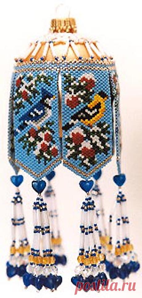 Елочная игрушка из бисера "Пташки"