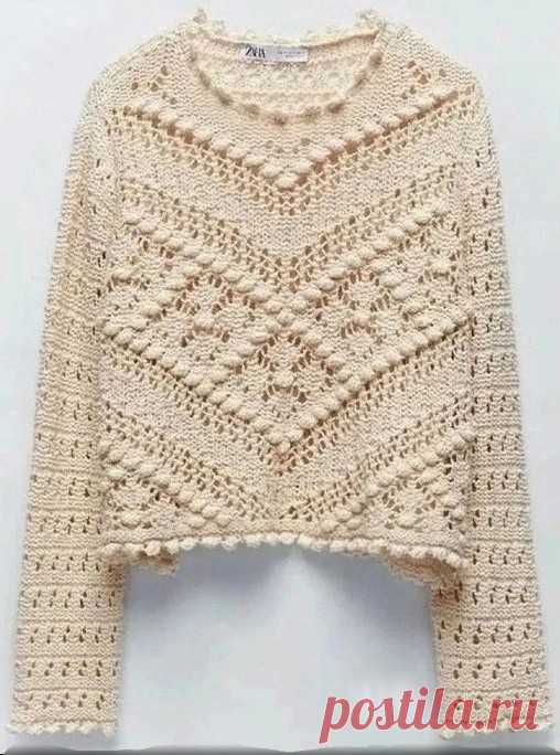 Джемпер с узорами в виде ромбов из шишечек