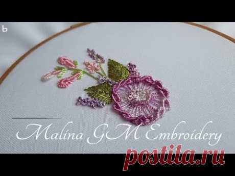 Dimensional Flowers|mix simple stitches|Lazy Daisy & Cfast-on & Bullion