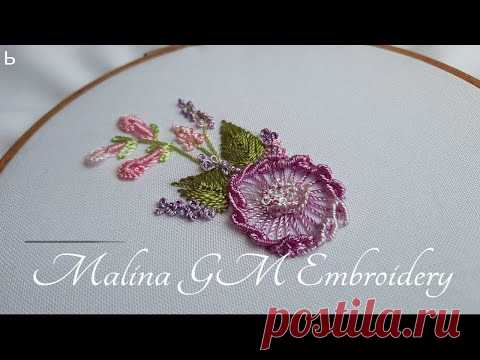 Dimensional Flowers|mix simple stitches|Lazy Daisy & Cfast-on & Bullion