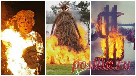 Самые креативные и странные чучела масленицы | Чёрт побери В масленицу принято сжигать чучело зимы, и пепел его развеивать над полем, для богатого урожая. Наш народ конечно снова отличился креативностью,и придумал много образов, кого он хотел бы сжечь ...  Зюганов, Ельцин и Чубайс были сожжены в Москве   Весёлое чучело   А это скорее гламурное   Россияне не довольны курсом доллара, и поэтому решили сжечь. Языческие корни просто так не пропьёшь ...   Это что?   Выглядит жут...