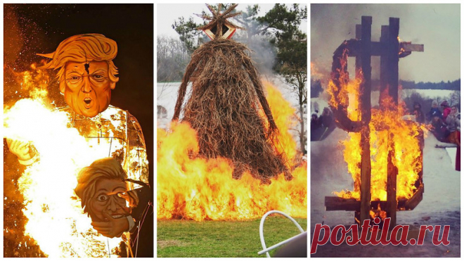 Самые креативные и странные чучела масленицы | Чёрт побери В масленицу принято сжигать чучело зимы, и пепел его развеивать над полем, для богатого урожая. Наш народ конечно снова отличился креативностью,и придумал много образов, кого он хотел бы сжечь ...  Зюганов, Ельцин и Чубайс были сожжены в Москве   Весёлое чучело   А это скорее гламурное   Россияне не довольны курсом доллара, и поэтому решили сжечь. Языческие корни просто так не пропьёшь ...   Это что?   Выглядит жут...