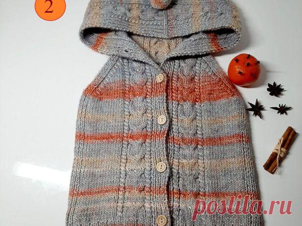 Мастер-класс: Вяжем спицами детский жилет с капюшоном | Журнал Ярмарки Мастеров