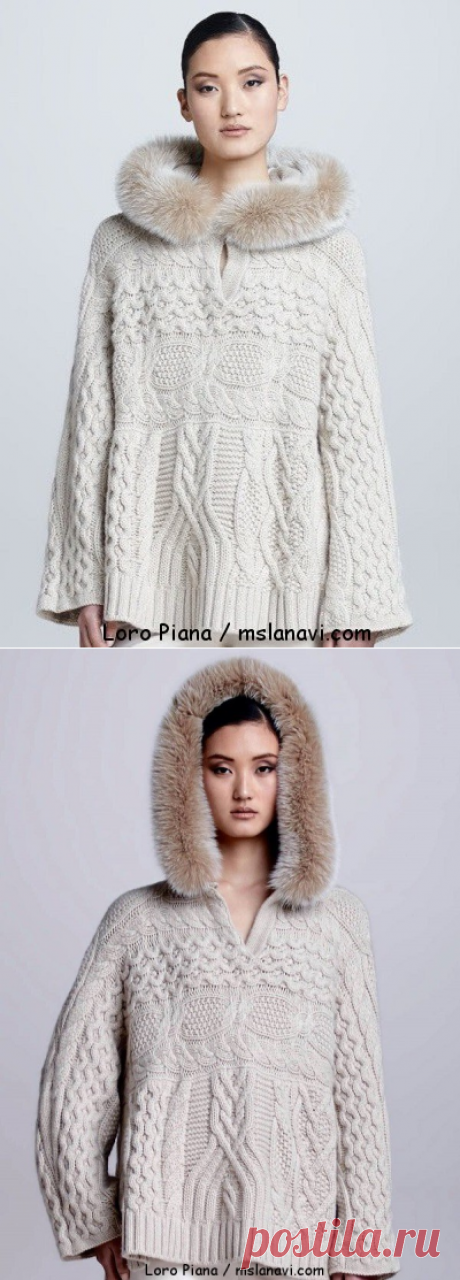 Красивый женский свитер спицами от Loro Piana | Вяжем с Лана Ви
