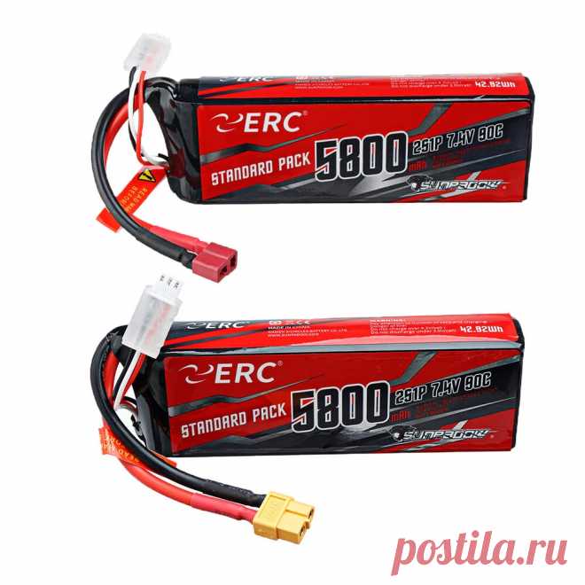 Sunpadow erc 7.4v 5800mah 100c 2s lipo battery t/xt60 plug with battery strap for rc car Sale - Banggood.com
